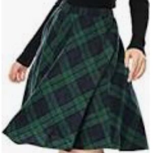 Vtg BULLOCK'S WILSHIRE Navy Tartan Women's Sz 14 Plaid 100% Wool Pleated Skirt